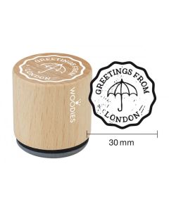 Woodies Rubber Stamp - Greetings, Umbrella