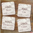 Personalised Name & Drink Coaster - Set of 4